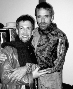Rehearsing with Jeremy Irons backstage at the Hollywood Bowl during CAMELOT